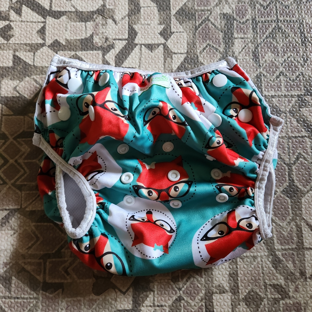 Baby & Toddler Snap One Size Adjustable Reusable Baby Swim Diaper in Fox Design